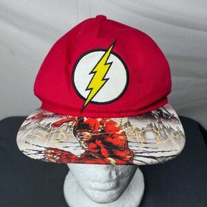 DC Comics The Flash Youth Snapback Hat Red Graphic Brim OSFM Superhero Cap